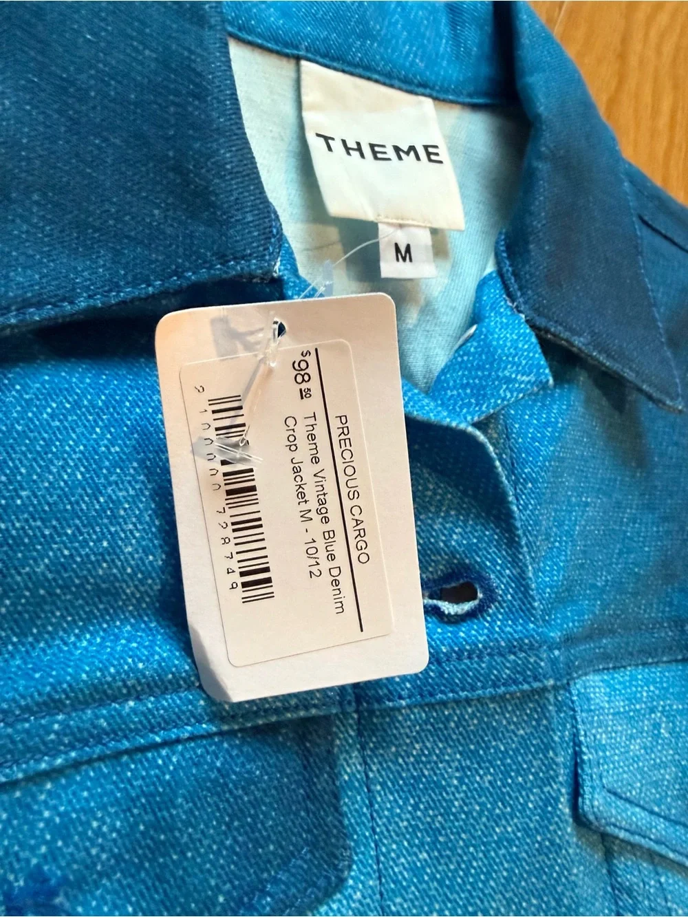 THEME Vibrant Blue Cropped Denim Jacket